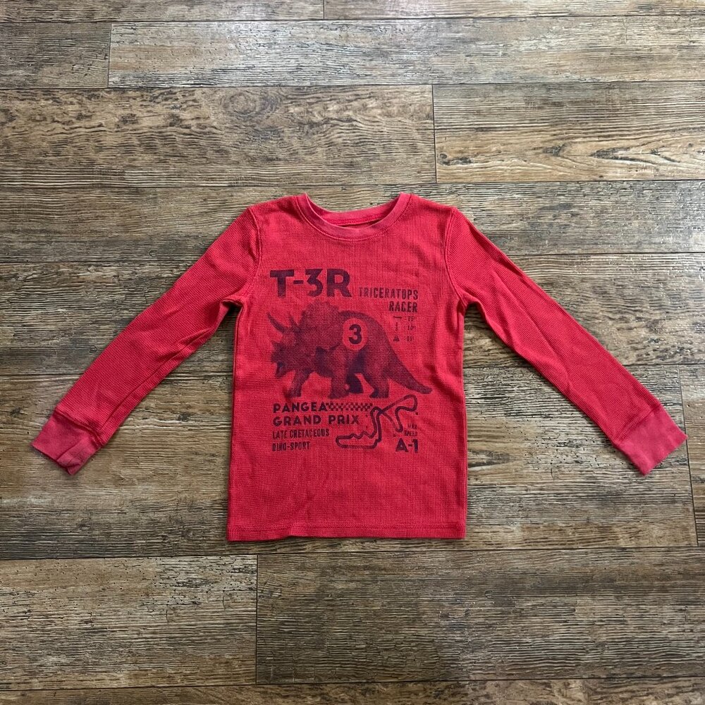 Jumping Beans Triceratops Racer Pangea Grand Prix Kids Red Long Sleeve Shirt 6